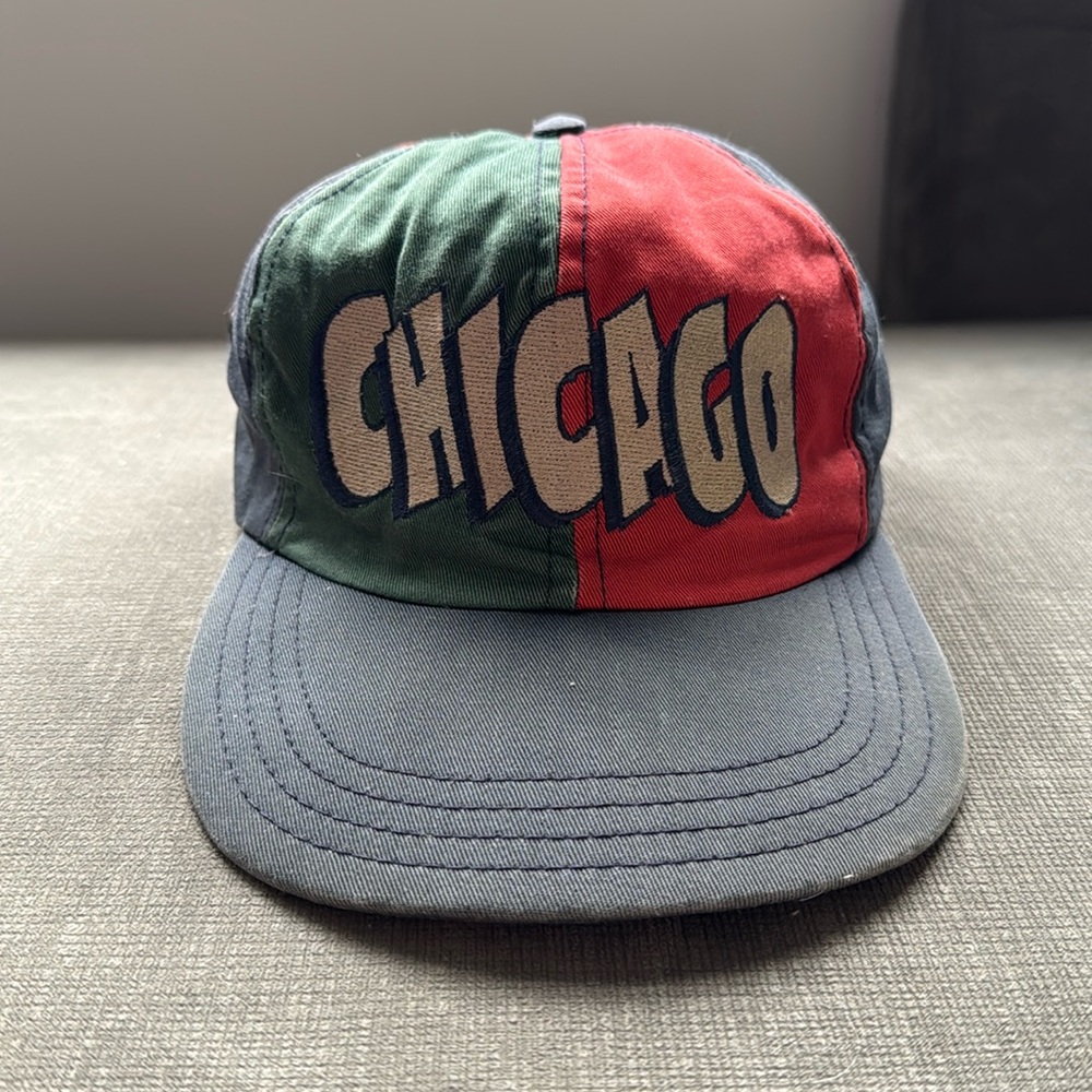 Vintage Chicago Blackhawks Strapback Hat / 90s / NHL / AJD / Made In USA